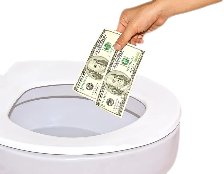 Throwing money down the toilet